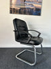 Faux leather black sled base meeting chair
