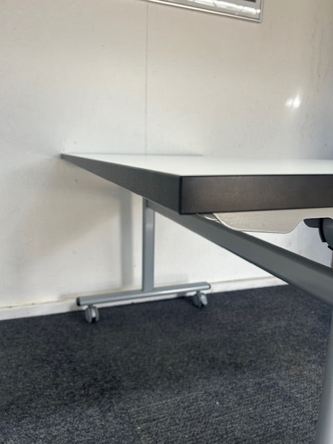 Flip Top Table in 25mm White Finish with a Black Trim / Silver Frame