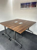 Flip Top Table in 25mm Walnut Finish with Power Module / Chrome Frame