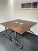Flip Top Table in 25mm Walnut Finish with Power Module / Chrome Frame