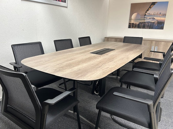 Boardroom Package: Senator Meeting Table / 4 Matching Cupboards / 8 Mesh Chairs