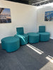 Breakout Package: 6 turquoise seating units and a low table