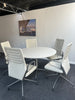 Boardroom Package: Herman Miller White Table with 5 Vitra AC4 Side Chairs