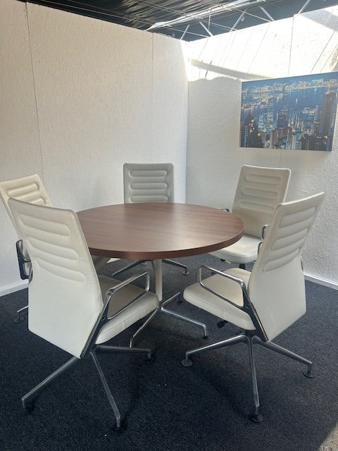 Boardroom Package: Herman Miller Walnut Table with 5 Vitra AC4 Side Chairs