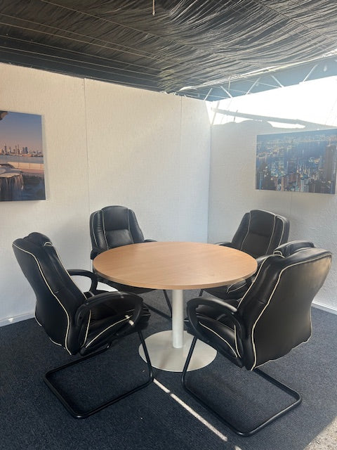 Meeting Room Package: Circular beech table with 4 executive chairs