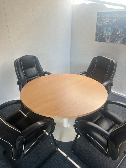 Meeting Room Package: Circular beech table with 4 executive chairs