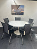 Meeting Package: Circular Table with 5 Mesh Back Flip Seat Nesting Meeting Chair on Castors