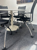 Meeting Package: Circular Table with 5 Mesh Back Flip Seat Nesting Meeting Chair on Castors