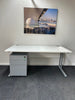 Straight White Desk 1600mm with Under Desk Mobile Silver 3 Drawer Pedestal