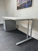 Straight White Desk 1600mm with Under Desk Mobile Silver 3 Drawer Pedestal