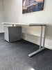 Straight White Desk 1600mm with Under Desk Mobile Silver 3 Drawer Pedestal