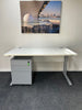 Straight White Desk 1600mm with Under Desk Mobile Silver 3 Drawer Pedestal