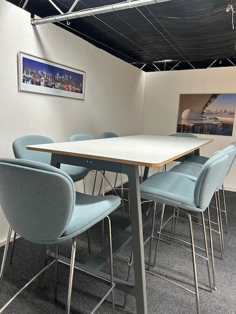 High Meeting Table/ Breakout kitchen table with 8 chairs / stools