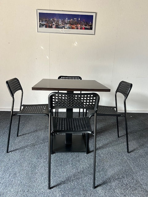 Breakout / Canteen Set: Black & Rosewood Table & Black Chairs - 4 Sets in Stock