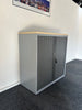 Double Door Tambour Cupboard / Silver Surround / Maple Top