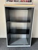 Single Door Side Opening Tambour Cupboard / Silver Surround / Maple Top