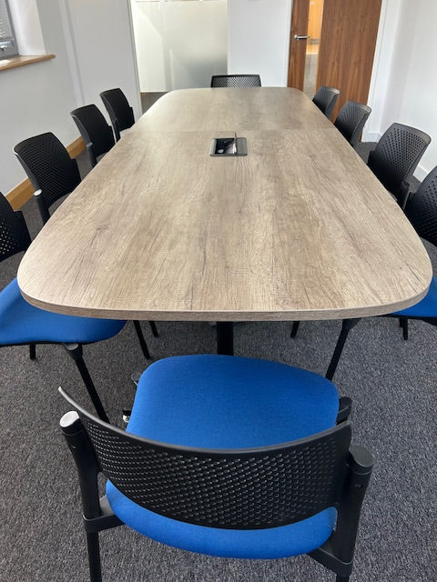 Boardroom Package: Large Senator Meeting Table /  10 Blue Chairs