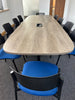 Boardroom Package: Large Senator Meeting Table /  10 Blue Chairs