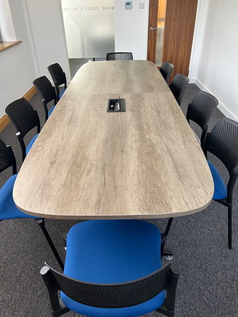 Boardroom Package: Large Senator Meeting Table /  10 Blue Chairs