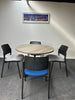 Meeting Room Package: Senator Circular Meeting Table /  4 Black and Blue Chairs