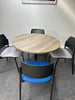 Meeting Room Package: Senator Circular Meeting Table /  4 Black and Blue Chairs