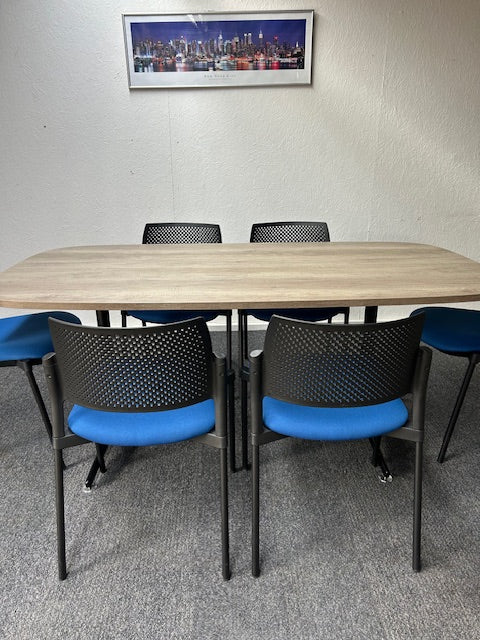 Boardroom Package: Senator Meeting Table /  6 Black and Blue Chairs