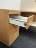 Beech Corner Desk with Desk High 3 Drawer Pedestal - Left Hand