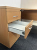 Beech Corner Desk with Desk High 3 Drawer Pedestal - Left Hand