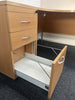 Beech Corner Desk with Desk High 3 Drawer Pedestal - Left Hand