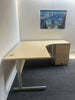 Maple Corner Desk with Desk High 3 Drawer Pedestal - Right Hand